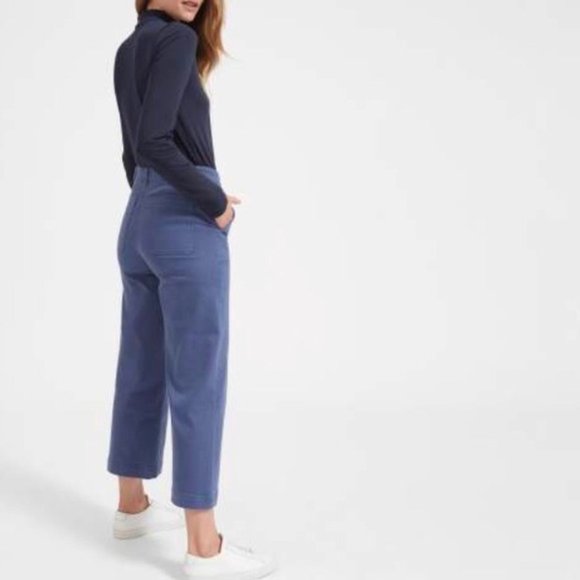 Everlane Wide Leg Crop Pant Mid Blue - Picture 3 of 5